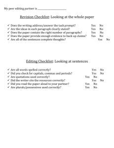 Peer Editing Checklist