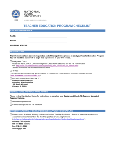 Teacher Education Program Checklist