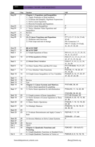 Algebra 2 scope and sequence