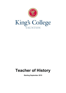 Teacher of History Starting September 2015