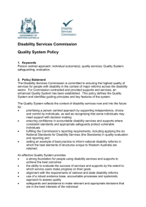 Quality System Policy - Disability Services Commission