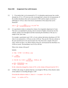 Chem 265 Assignment Four Answers