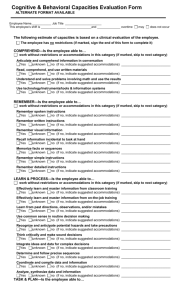 Cognitive & Behavioral Capacities Evaluation Form