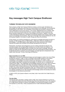 Key messages High Tech Campus Eindhoven