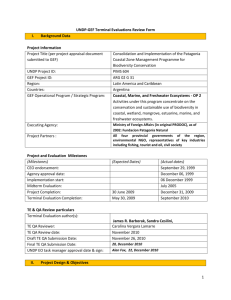 UNDP-GEF Terminal Evaluations Review Form Background Data