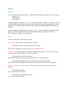 Grammar - adjectives, verbs, & adverbs
