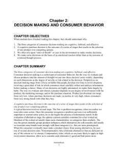 Chapter 2: DECISION MAKING AND CONSUMER