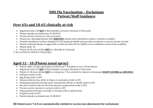NHS Flu Vaccination Exclusions