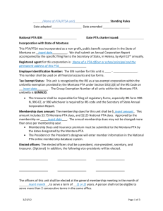 Standing Rules Template for a Local PTA Unit