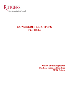 NONCREDIT ELECTIVES Fall 2014 Office of the Registrar Medical