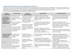 Rubric: Teaching and Learning in the Mathematics Classroom