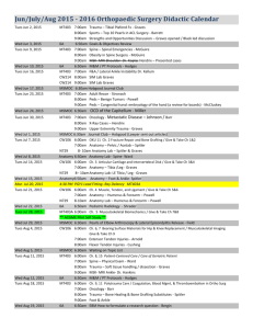 Jun/July/Aug 2015 - 2016 Orthopaedic Surgery Didactic Calendar