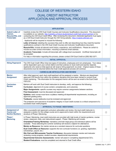 Dual Credit Instructor Application And approval process