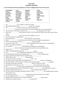 SAFE CITIES Vocabulary Worksheet Fill in the blanks with the words