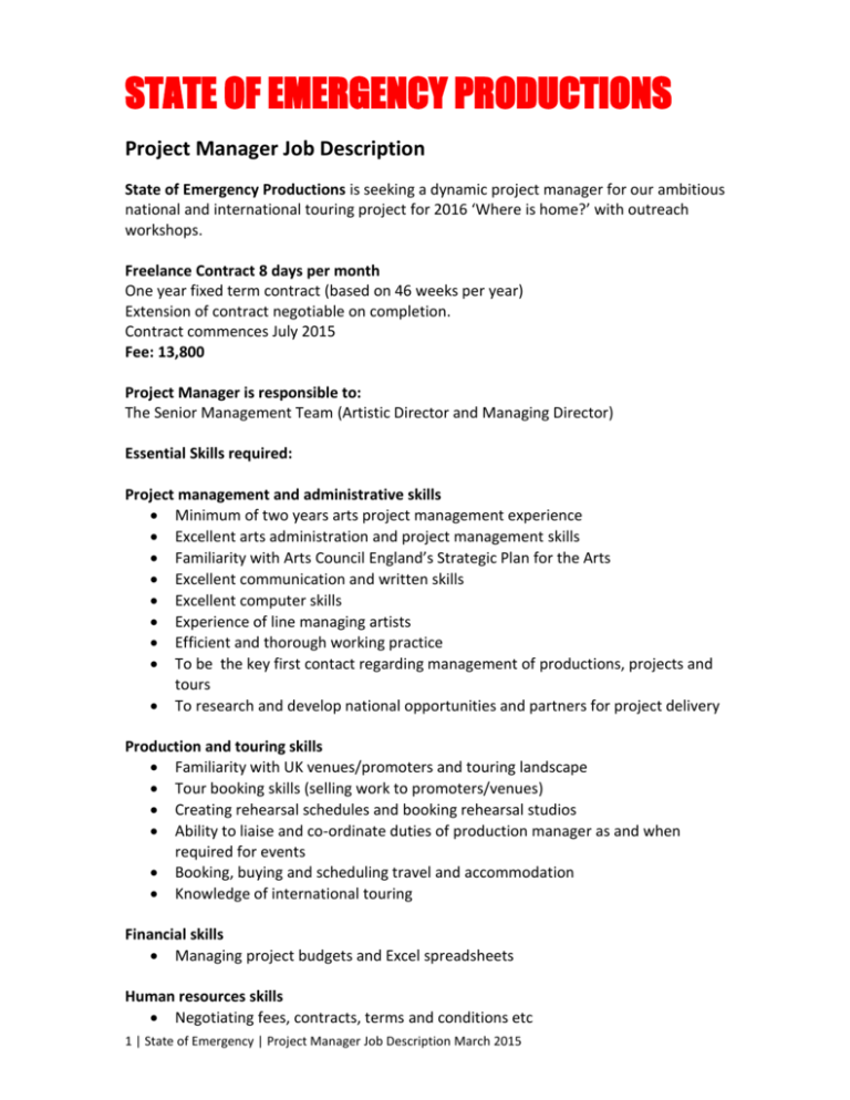 Hospitality Management Job Description Resume