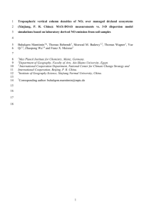 Tropospheric vertical column densities of NO2 over managed