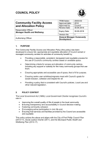 Community Facility Access and Allocation Policy