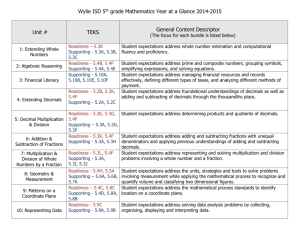 Wylie ISD 5th grade Mathematics Year at a Glance 2014