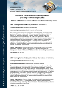 Industrial Transformation Training Centres