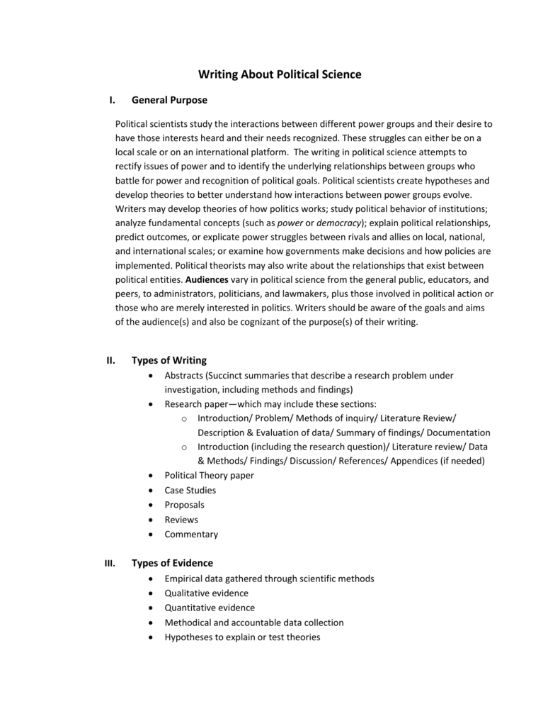 how to structure a political science research paper