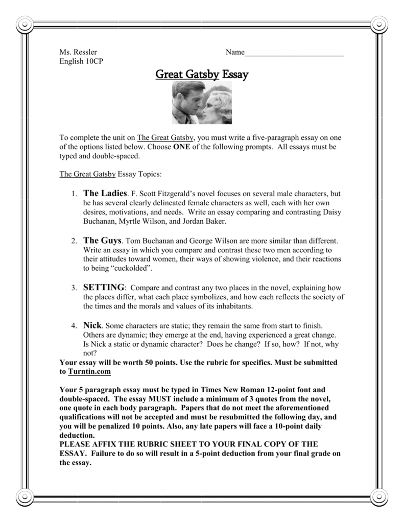 the great gatsby essay questions