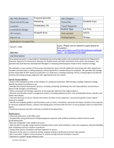 Job Title [Position]: Proposal Specialist Job Category: Department