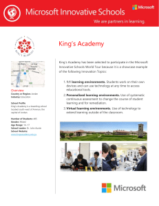 King`s Academy Overview Country or Region: Jordan Industry