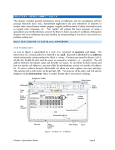 Chapter 1 - Spreadsheet Basics