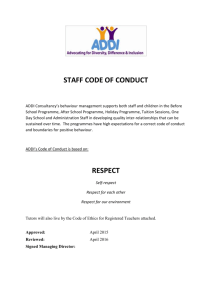 ADDI Consultancy Ltd Staff Code of Conduct