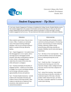 Student Engagement (Motivation x Active Learning) Tip Sheet