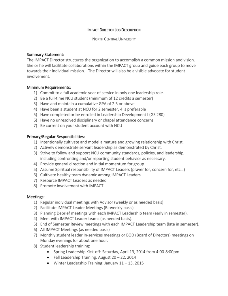 School Executive Director Job Description