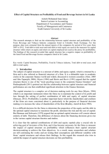 Effect of Capital Structure on Profitability of Food and Beverage