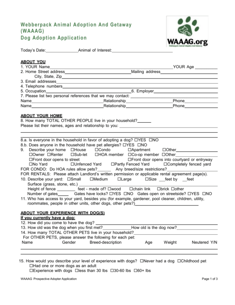 Dog Adoption Application