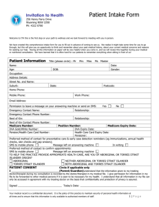 Patient Intake Form - Invitation to Health
