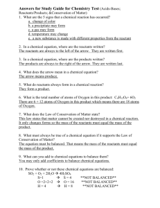 Answers for Study Guide for Chemistry Test on Acids, Bases, and