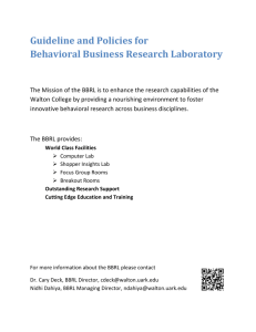 Guidelines and Policies for Behavioral Business Research Laboratory