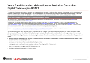 Years 7 and 8 standard elaborations * Australian Curriculum