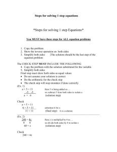 Steps for solving 1 step equations