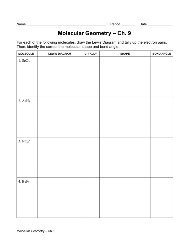 Get 20 Molecular Geometry Answer Key Full GM