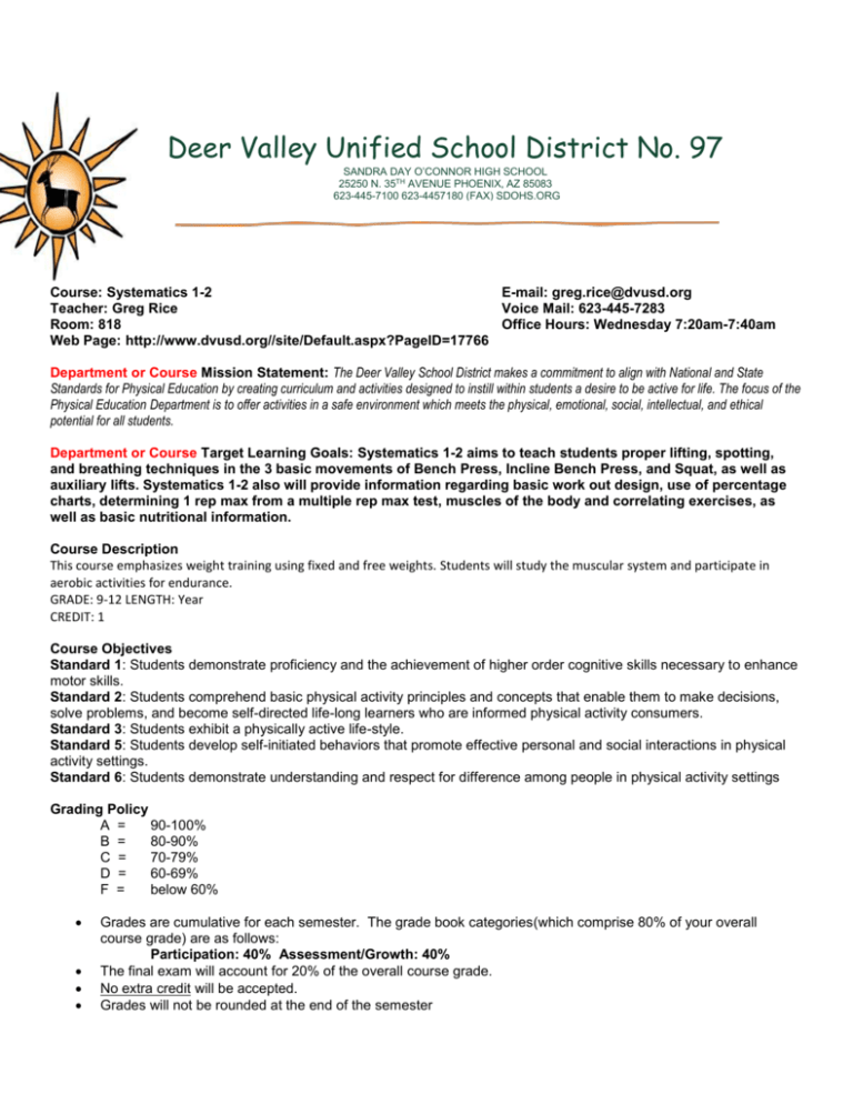 Systematics Syllabus Deer Valley Unified School District