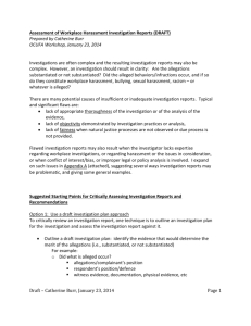 Assessment of Workplace Harassment Investigation Reports