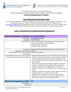 Summer Exchange Research Program 2014 Supervisor Application