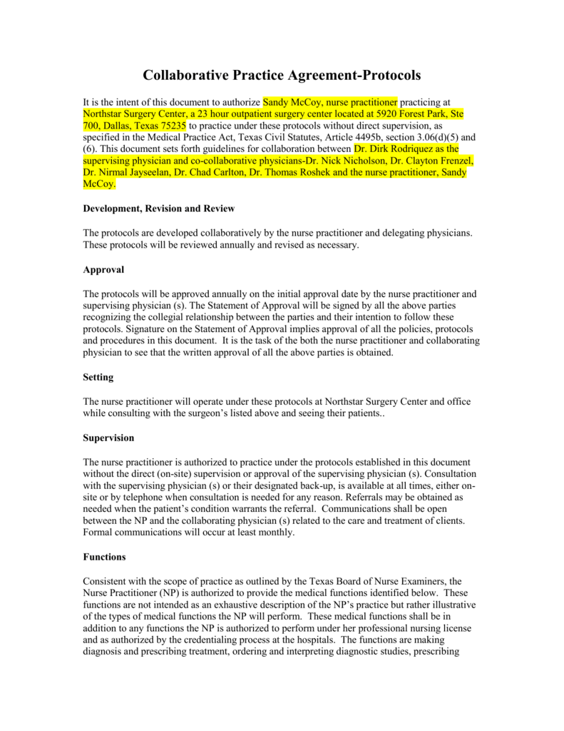 Collaborative Agreement SM Template