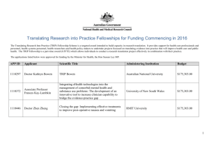 Translating Research into Practice Fellowships for Funding