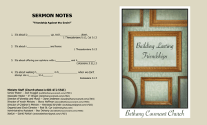 sermon notes - Bethany Covenant Church