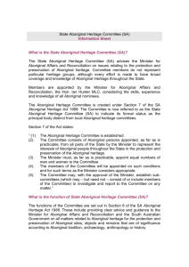 State Aboriginal Heritage Committee (SA) Information Sheet What is
