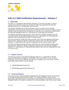 G2S v2.1 EGM Certification Requirements – Release 2