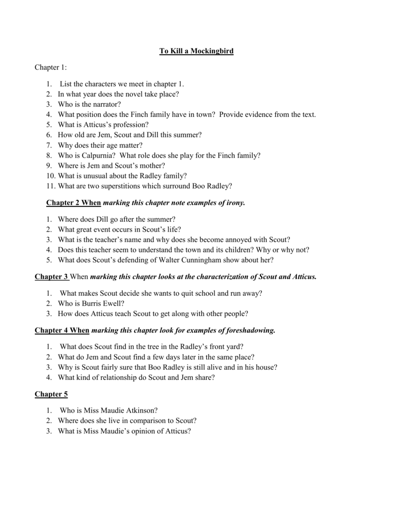 To Kill A Mockingbird Character Analysis Chart