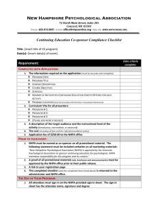 Co-Sponsor Compliance Checklist - New Hampshire Psychological