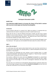 Participant Information Leaflet ALIFE2 Trial Low-molecular